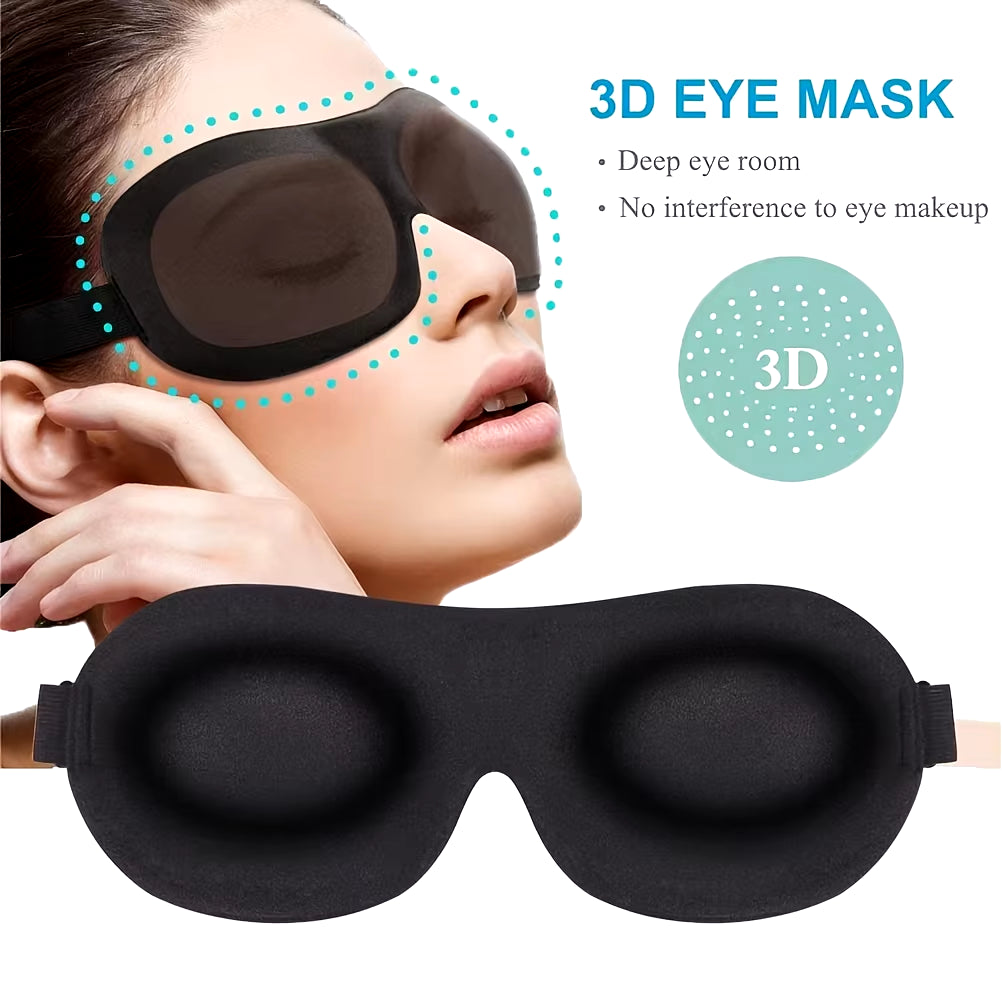 3D Contoured Sleep Mask 100% Light Blocking Eye Mask Ultra-Soft Skin-Friendly Material Breathable Eye Cover for Rest Travel Yoga