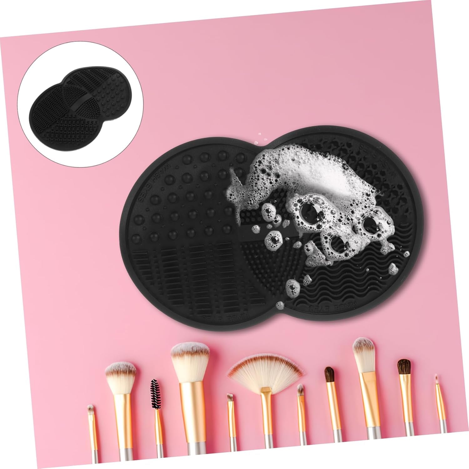 Makeup Brush Cleaner Makeup Tool Cleaner Pad Cleaner Mat for Makeup Tools Makeup Tool Cleaning Pad Cleaner Mat for Makeup Brush Make up Cleaning Bowl, 16.80X10.80X0.80CM, Black