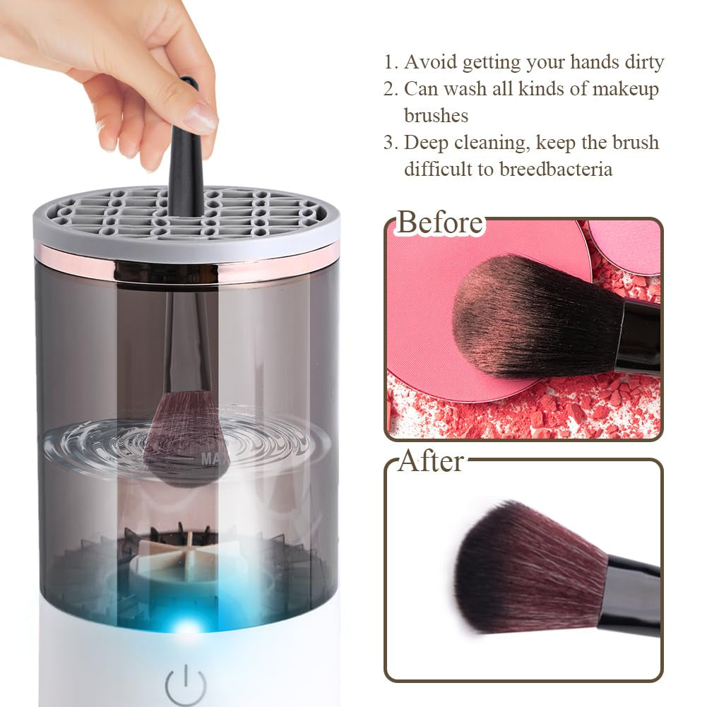 Electric Makeup Brush Cleaner,  Makeup Brush Cleaner Machine with Brush Clean Mat, Automatic Cosmetic Brush Cleaner Makeup Brush Tools for All Size Beauty Makeup Brushes Set, Gift for Women Wife