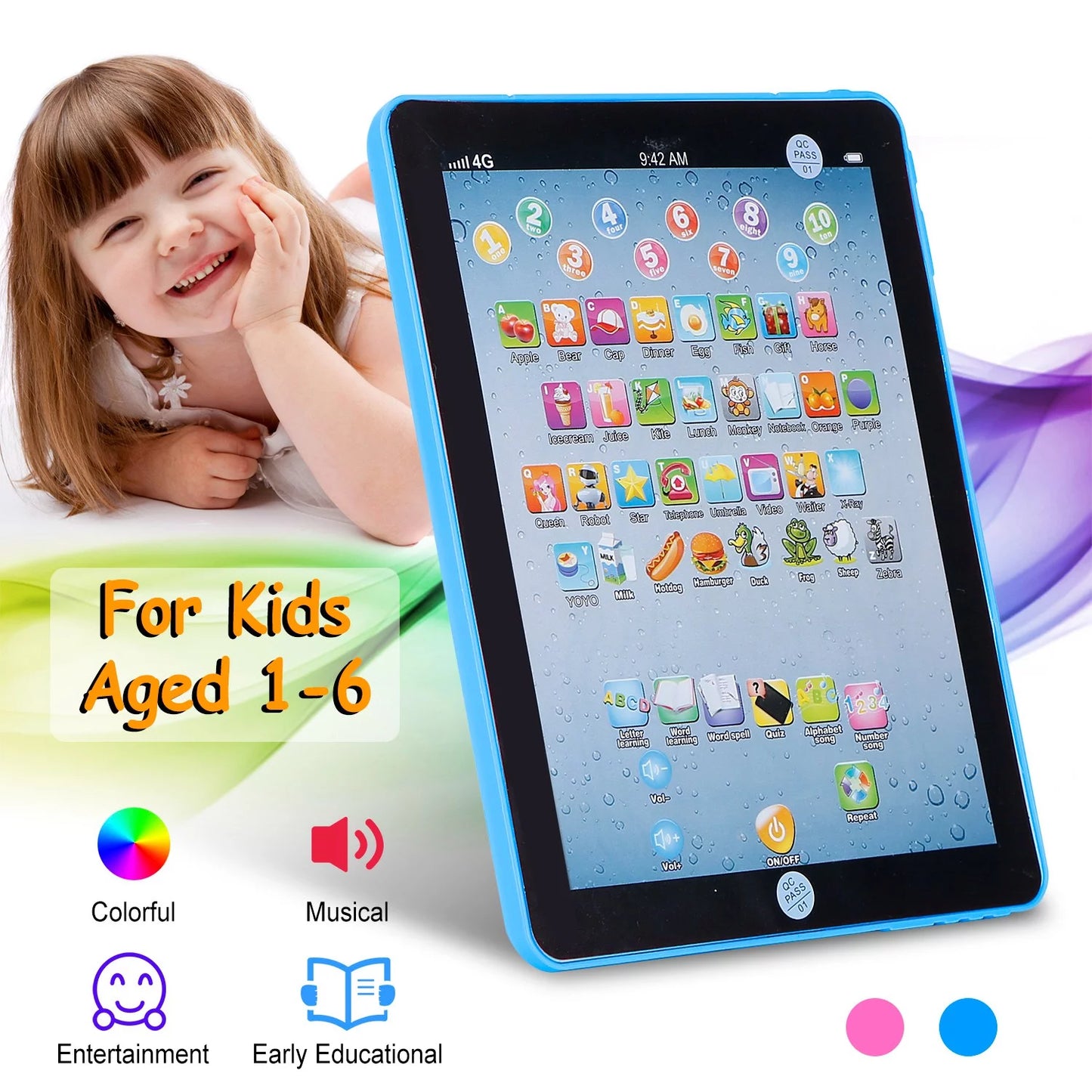 Baby Learning Tablet Educational Toddler Tablet, Blue