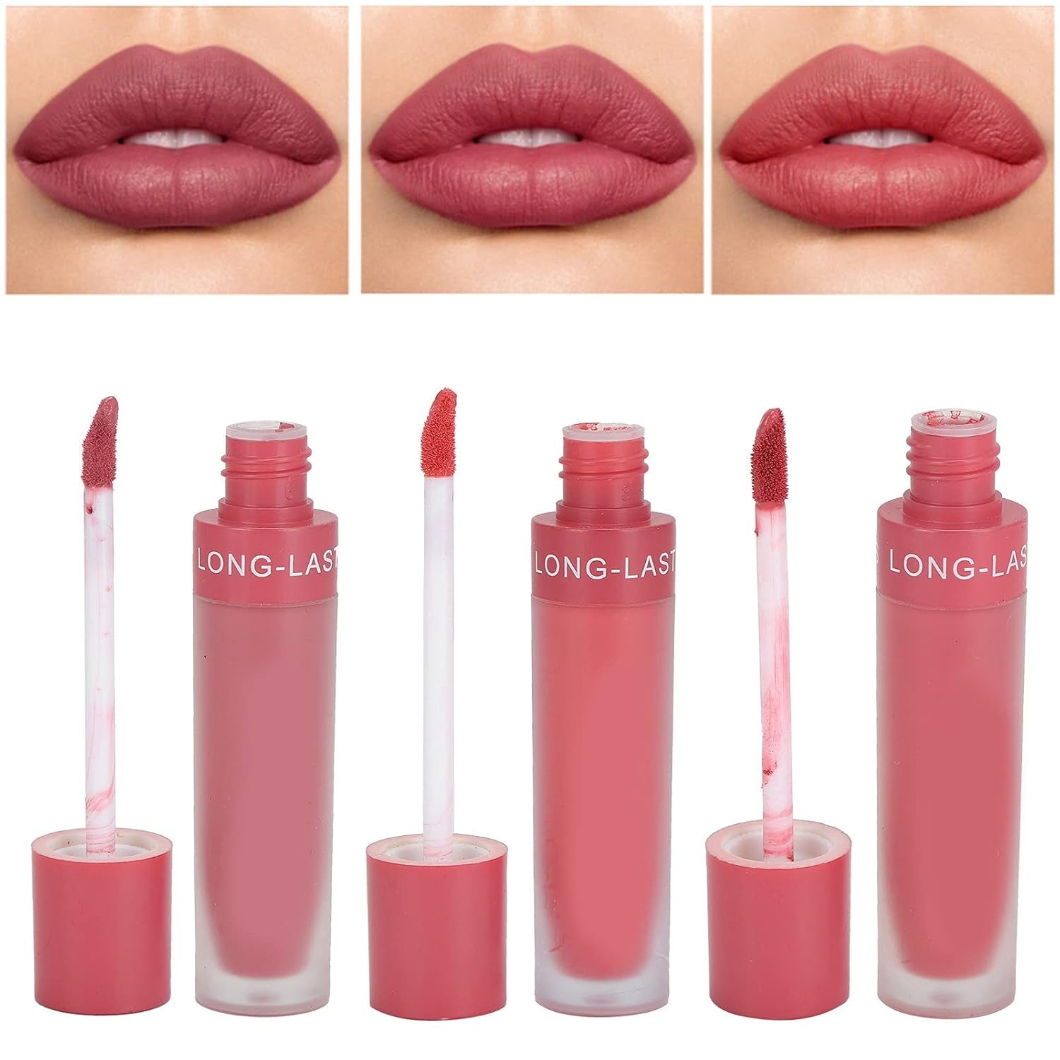 3Pcs Matte Liquid Lipstick Long Lasting Waterproof Lip Gloss Makeup Set Lip Makeup Gift Sets for Girls Women(A)