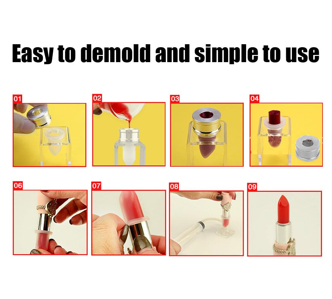 3PCS DIY Lipstick Maker Mold Silicone Filling Tube DIY Homemade Balm Makeup Cosmetic Tool Kit Single Hole Set Empty Lipstick Tube DIY