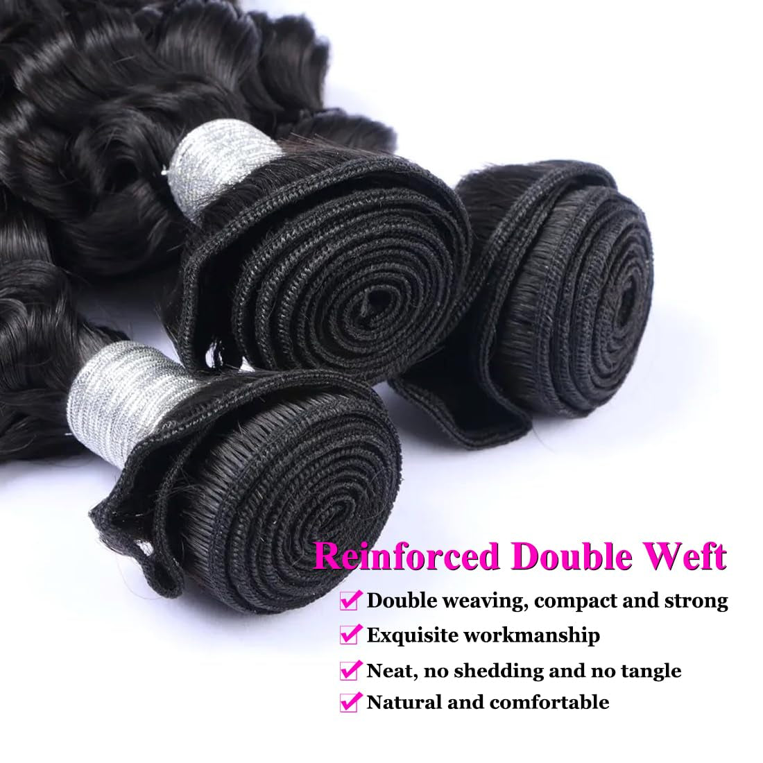 Brazilian Deep Wave Human Hair Bundles 20 22 24 Inch Deep Curly Human Hair 3 Bundles Wet and Wavy Bundles Human Hair 100% Unprocessed Virgin Hair Bundles Double Weft Water Wave Bundles Natural Black