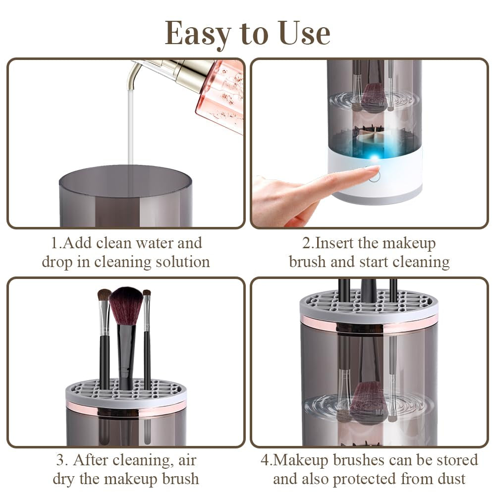 Electric Makeup Brush Cleaner,  Makeup Brush Cleaner Machine with Brush Clean Mat, Automatic Cosmetic Brush Cleaner Makeup Brush Tools for All Size Beauty Makeup Brushes Set, Gift for Women Wife