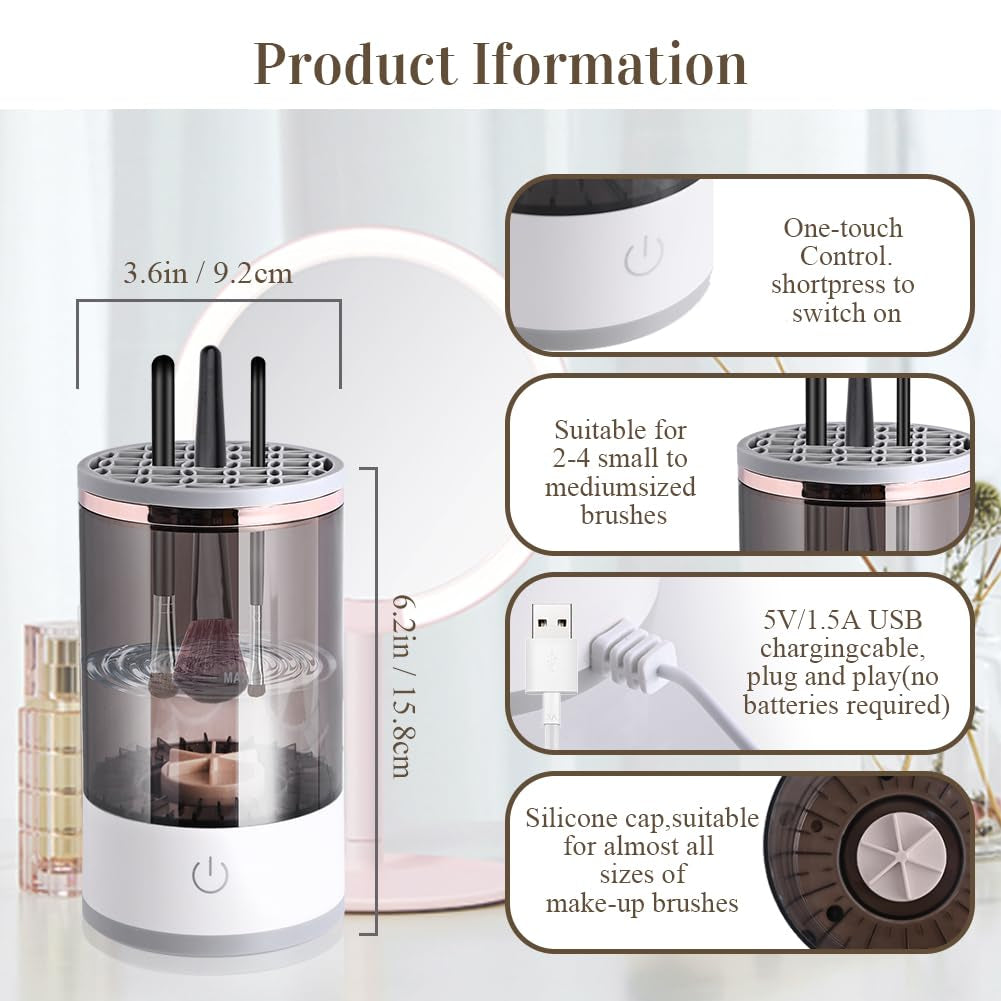 Electric Makeup Brush Cleaner,  Makeup Brush Cleaner Machine with Brush Clean Mat, Automatic Cosmetic Brush Cleaner Makeup Brush Tools for All Size Beauty Makeup Brushes Set, Gift for Women Wife