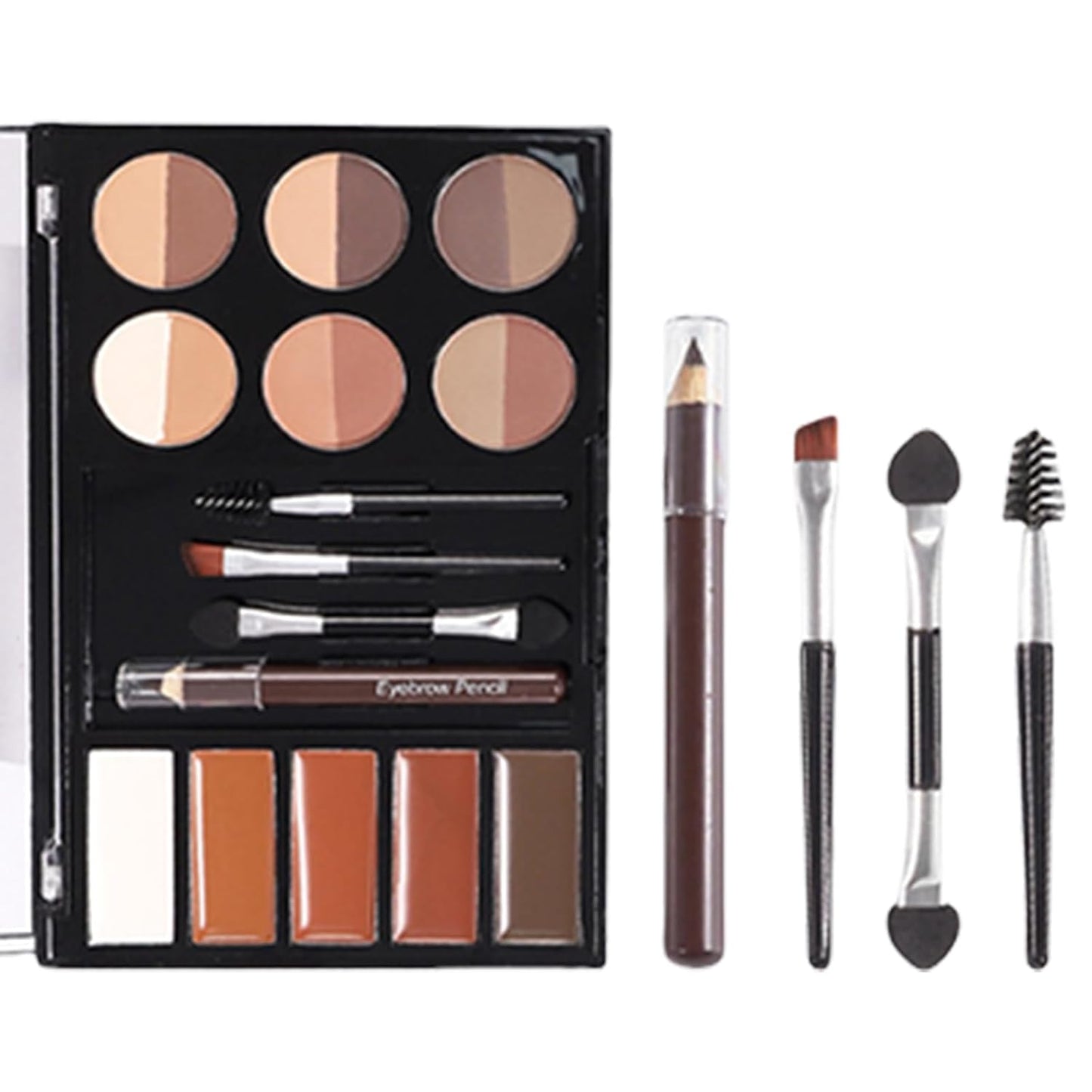 Professional Eyebrow Palettes Set with 11 Colors Eyeshadow Palettes Eyeshadow Stamp Makeup Brushes and Pencil Shaping Tool