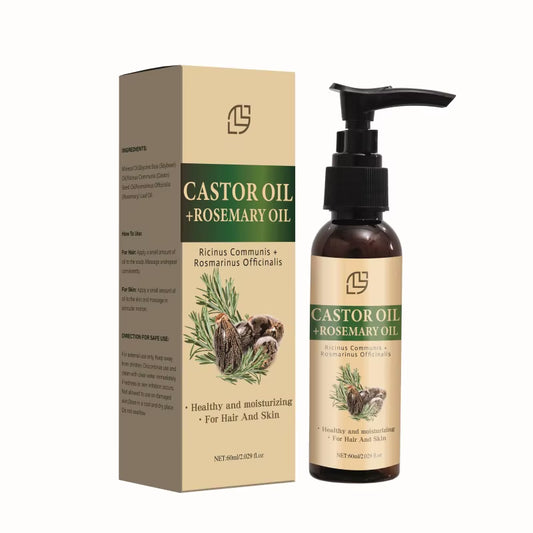 Mix Castor Oil and Rosemary Oil for Hair Growth Enhances Hair Thickness and Shine, Reduce Hair Loss and Split Ends Hair Care Oil