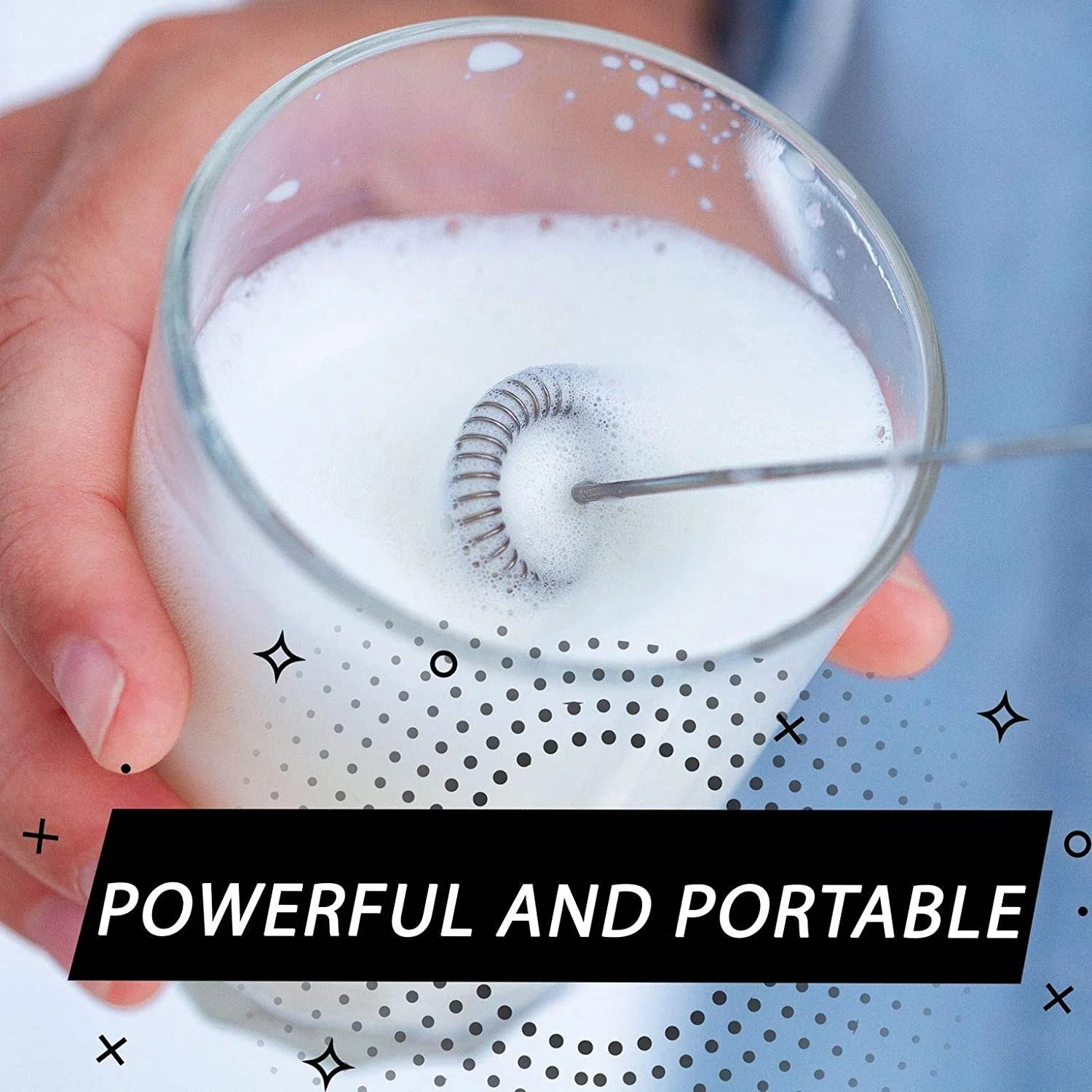 Bistro@Home Milk Frother Handheld, Frother for Coffee Drink Mixer Milk Foamer, Milk Frothers (Blueberry)