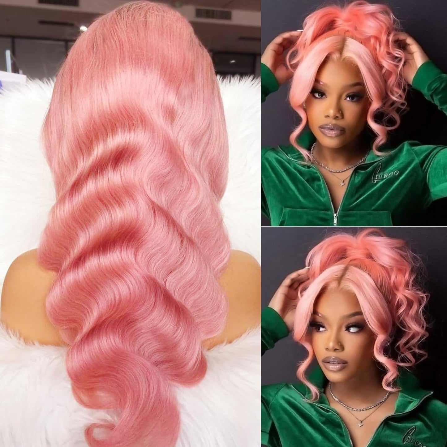 Pink Lace Front Wig Human Hair 13X4 613 Lace Front Wigs Human Hair 210% Density Ready to Go Glueless Wig Pre Plucked with Baby Hair (18Inch, Pink 13X4 Ready to Go Wig)