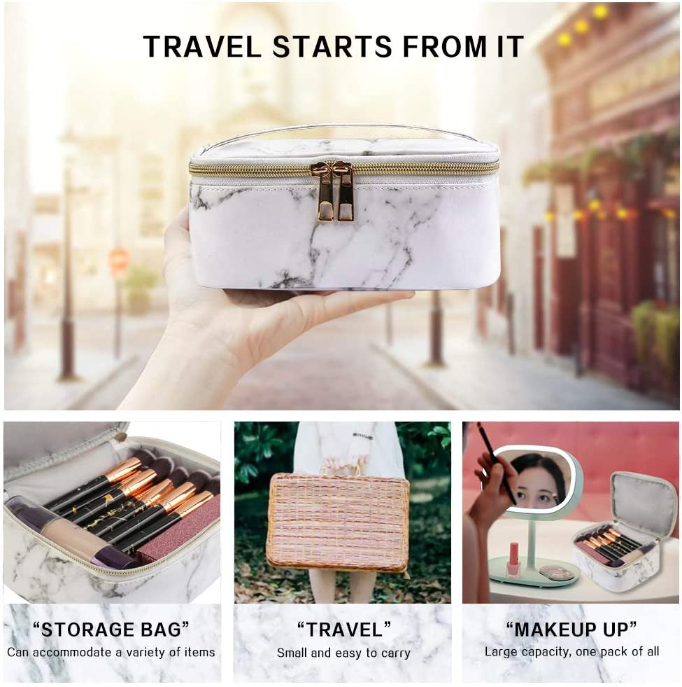 3Pcs Makeup Bags Portable Travel Cosmetic Bag Waterproof Organizer Multifunction Case with Gold Zipper Marble Toiletry Bags for Women