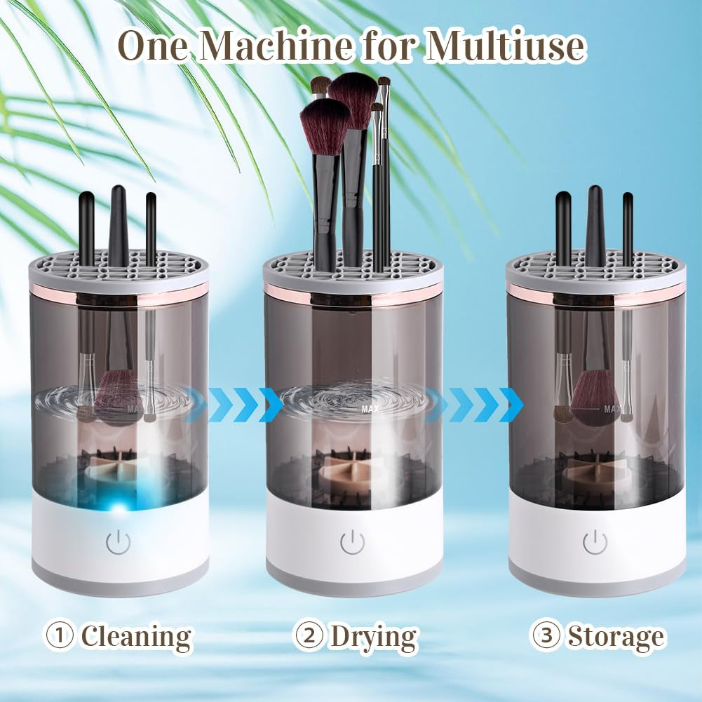 Electric Makeup Brush Cleaner,  Makeup Brush Cleaner Machine with Brush Clean Mat, Automatic Cosmetic Brush Cleaner Makeup Brush Tools for All Size Beauty Makeup Brushes Set, Gift for Women Wife