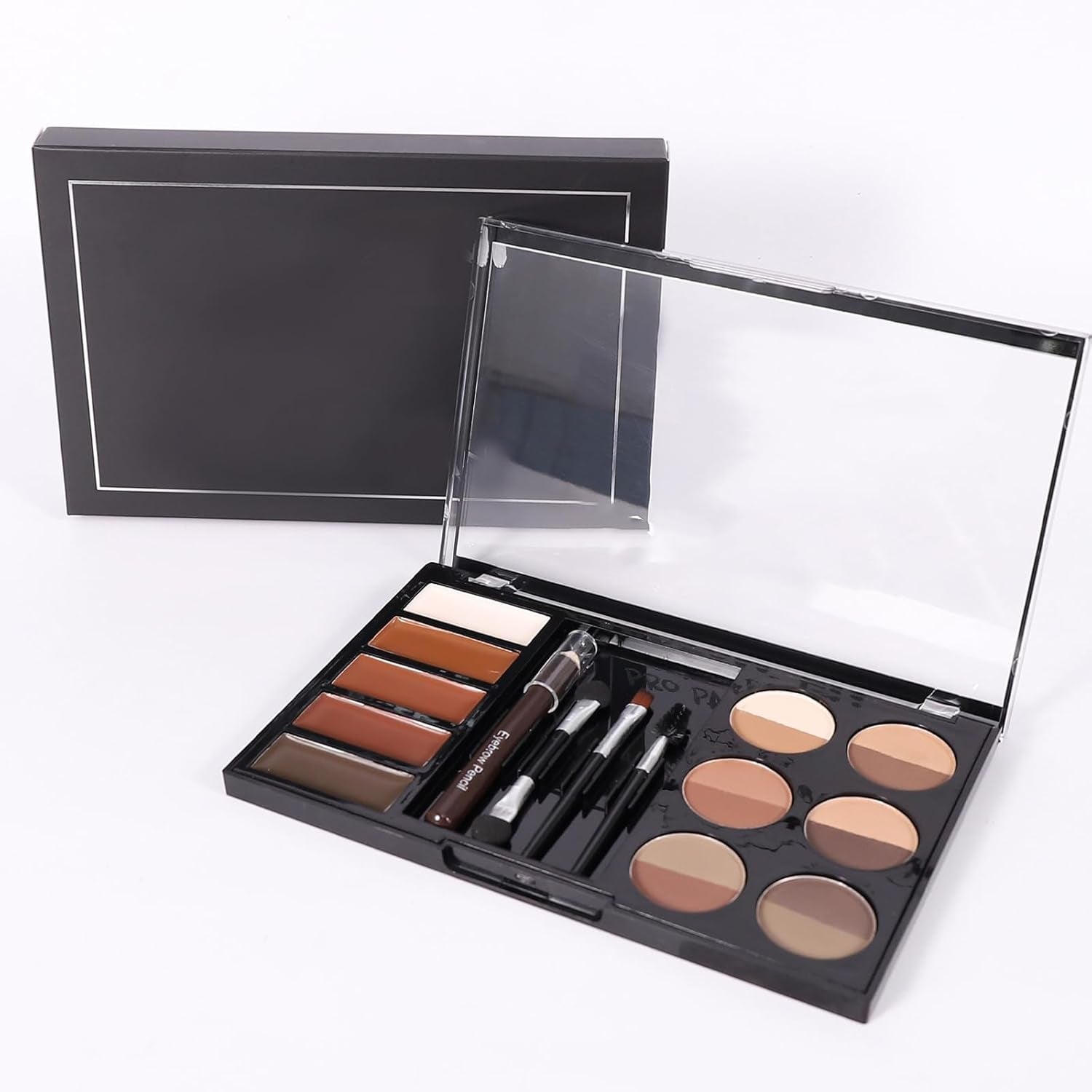 Professional Eyebrow Palettes Set with 11 Colors Eyeshadow Palettes Eyeshadow Stamp Makeup Brushes and Pencil Shaping Tool