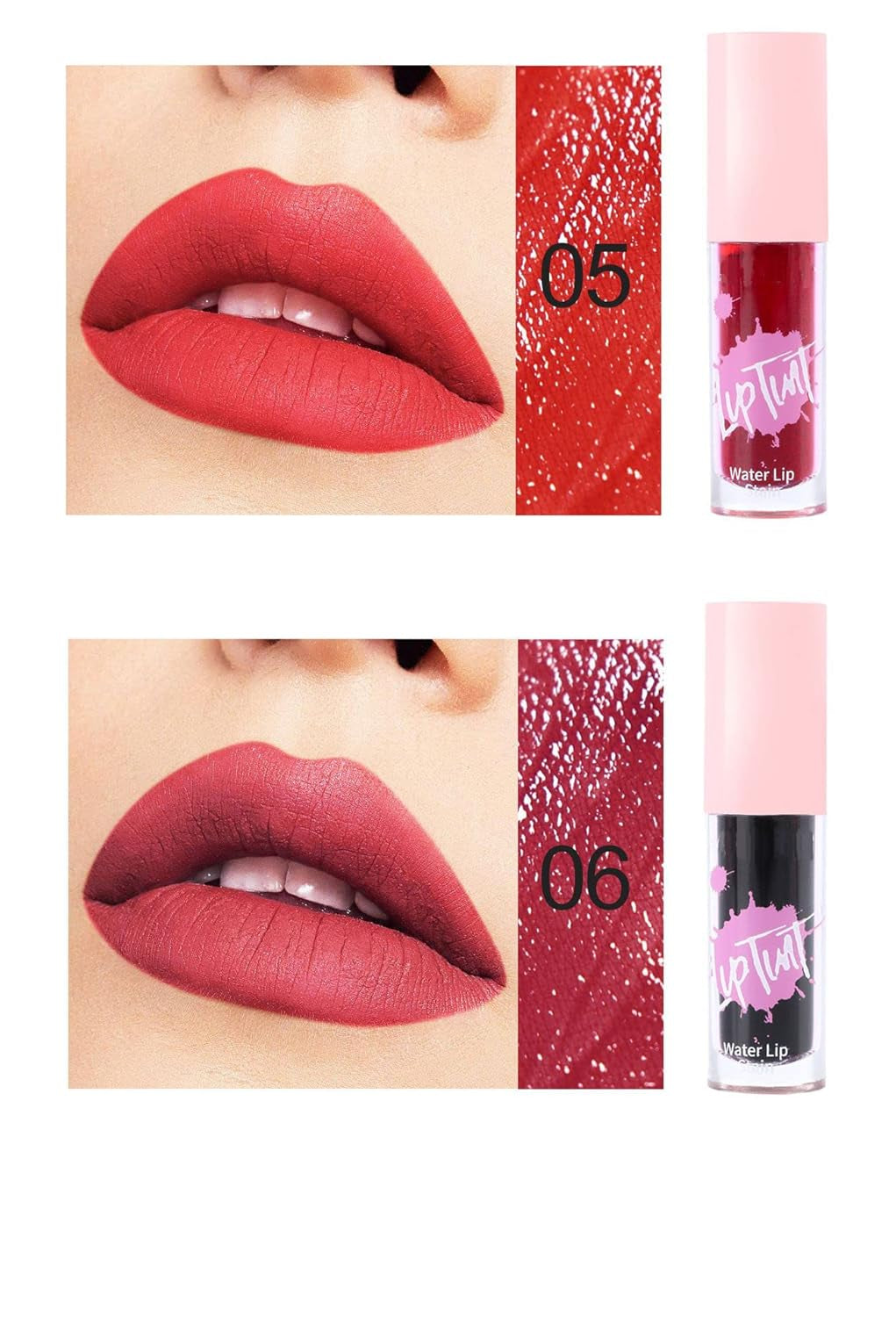 Water Lip Tint Stain Hydrated Smudge-Proof Liquid Lipstick Long Lasting Moisturizing Lip Gloss Makeup (Pack of 6)