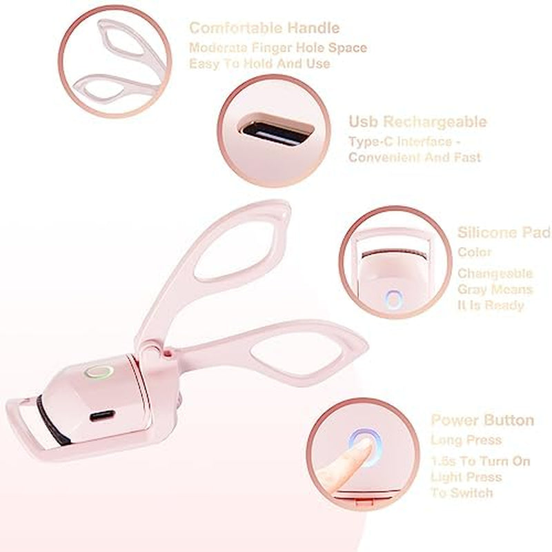 Heated Eyelash Curlers  Electric Eye Lash Curler with Mascara or False Eyelash Makeup Comb - Three Heating Modes Create Eye Opening & Lifted and Natural Lashes