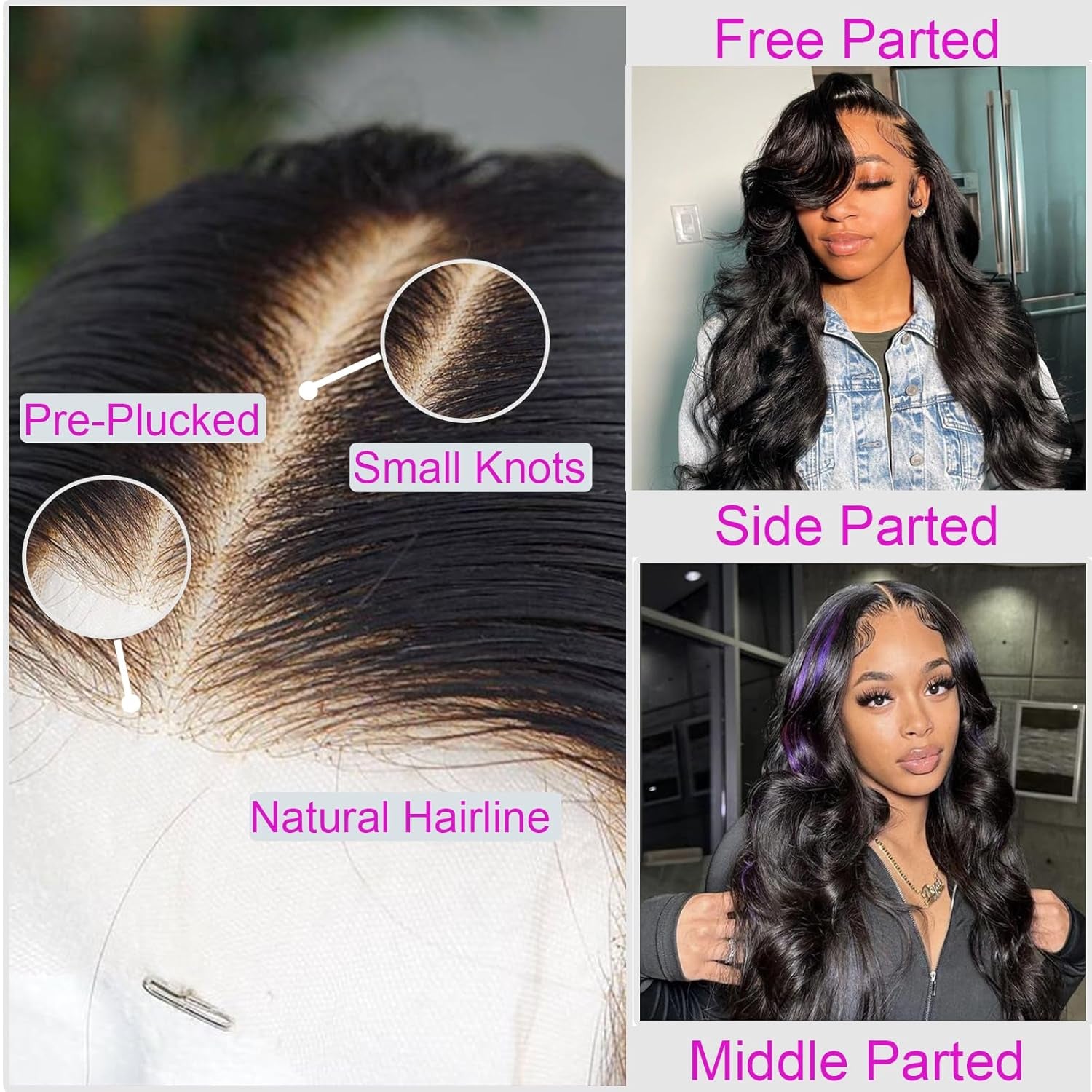 Body Wave Lace Front Wigs Human Hair Pre Plucked 180% Density 13X4 HD Transparent Human Hair Lace Front Wigs for Black Women Glueless 28 Inch Brazilian Virgin Natural Black Wigs with Baby Hair