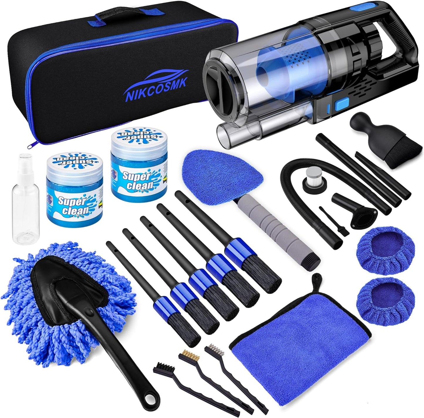 17Pcs Car Detailing Kit Interior Cleaner, Car Interior Cleaning Kit with Handheld Car Vacuum, Car Detailing Brushes, Windshield Cleaning Tool, Car Cleaning Supplies, Car Accessories for Men, Women