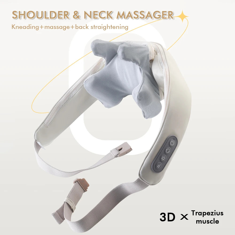 Wireless Neck and Back Massager Neck and Shoulder Kneading Massage Shawl Neck Cervical Relaxing Trapezius Massager