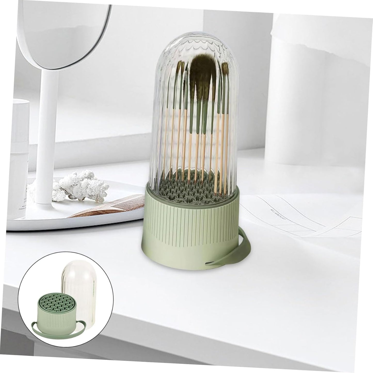 Box Light Green Makeup Brush Cleaning Tools Makeup Brush Drying Holder Makeup Cleaning Container Makeup Brush Holder