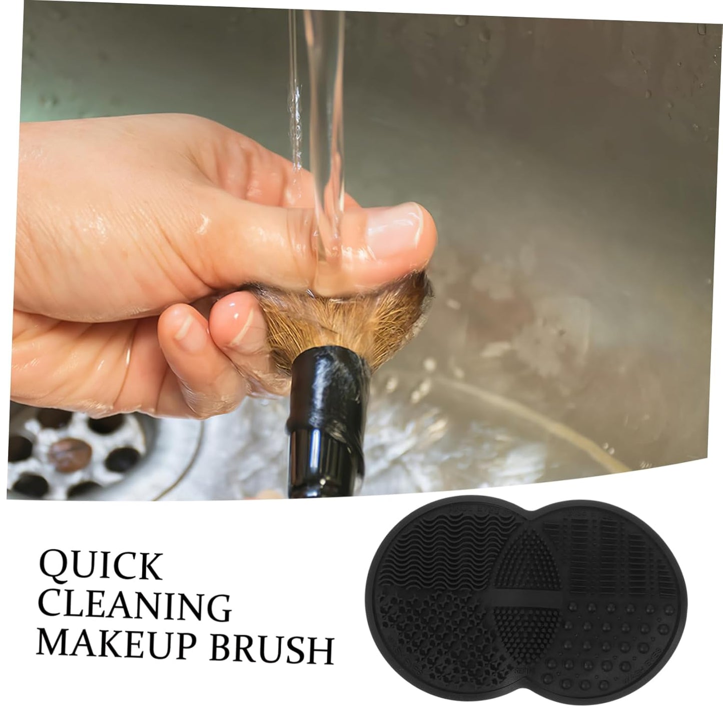 Makeup Brush Cleaner Makeup Tool Cleaner Pad Cleaner Mat for Makeup Tools Makeup Tool Cleaning Pad Cleaner Mat for Makeup Brush Make up Cleaning Bowl, 16.80X10.80X0.80CM, Black