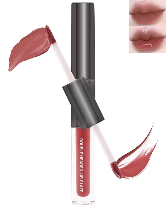 Matte Liquid Lipstick & Glow Lip Oil Gloss -2 in 1 High Pigment Matte Velvet Finish Glossy Lip Gloss, Hydrating & Lightweight Shiny Lip Tint Stain Lip Glaze,Women’S Day Makeup Gift for Women - 03