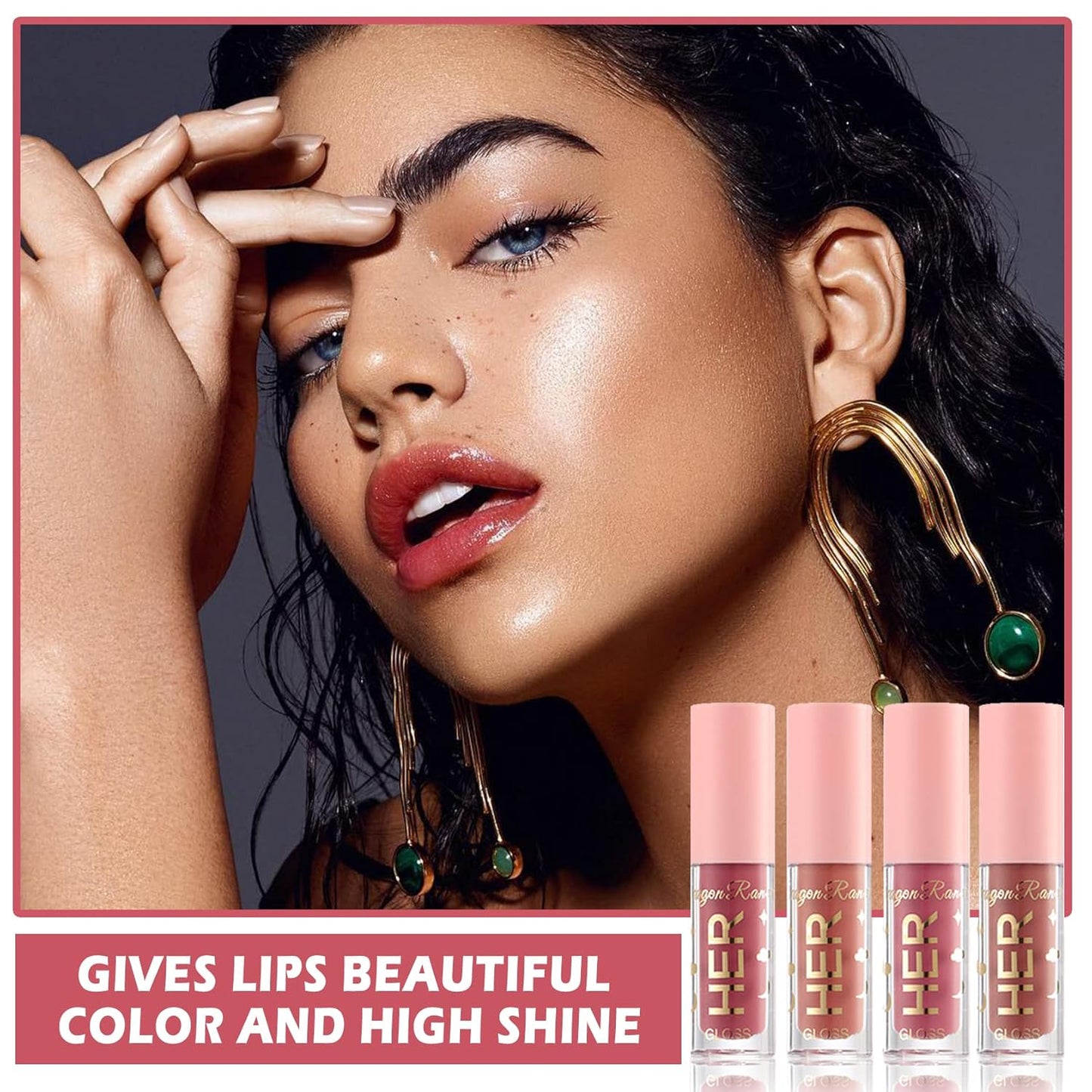 4 Pcs Glossy Lip Gloss Lipgloss Set Lip Stain Long Lasting Waterproof Moisturizing Lip Gloss Kit Plumping Nude Liquid Lipstick for Women - Set B