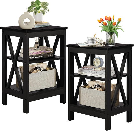 Modern Nightstands X-Design Side End Table Night Stand with Storage Shelf for Bedroom,Living Room,