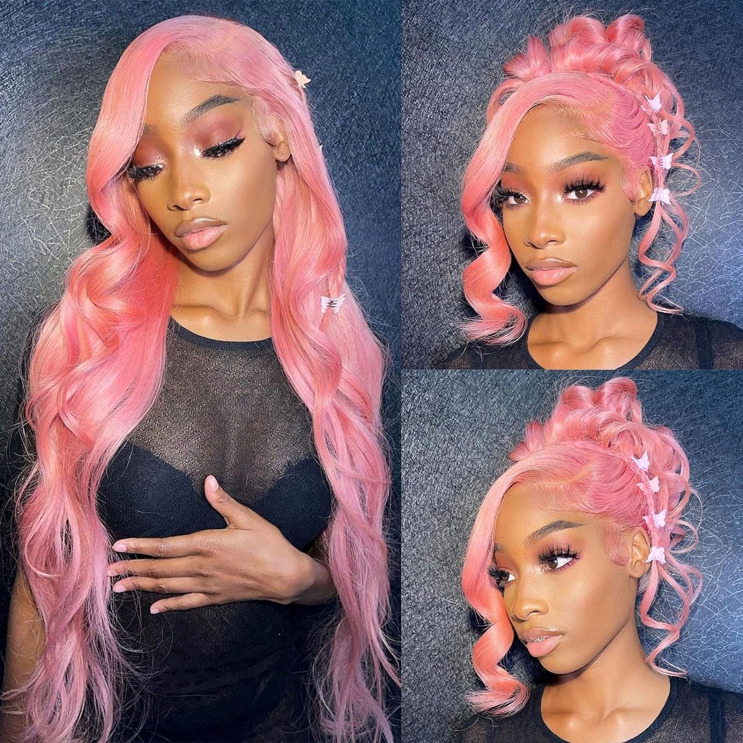 Pink Lace Front Wig Human Hair 13X4 613 Lace Front Wigs Human Hair 210% Density Ready to Go Glueless Wig Pre Plucked with Baby Hair (18Inch, Pink 13X4 Ready to Go Wig)