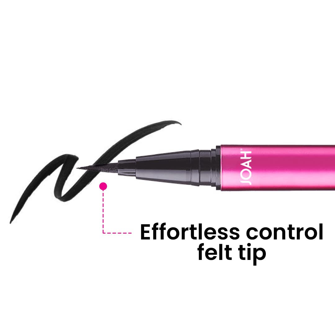 Line up Liquid Eyeliner with Precision Felt Tip, Fast-Drying & Waterproof, Long Lasting, Smudge Proof Eye Liner, Effortless Control, Biotin Infused, Black