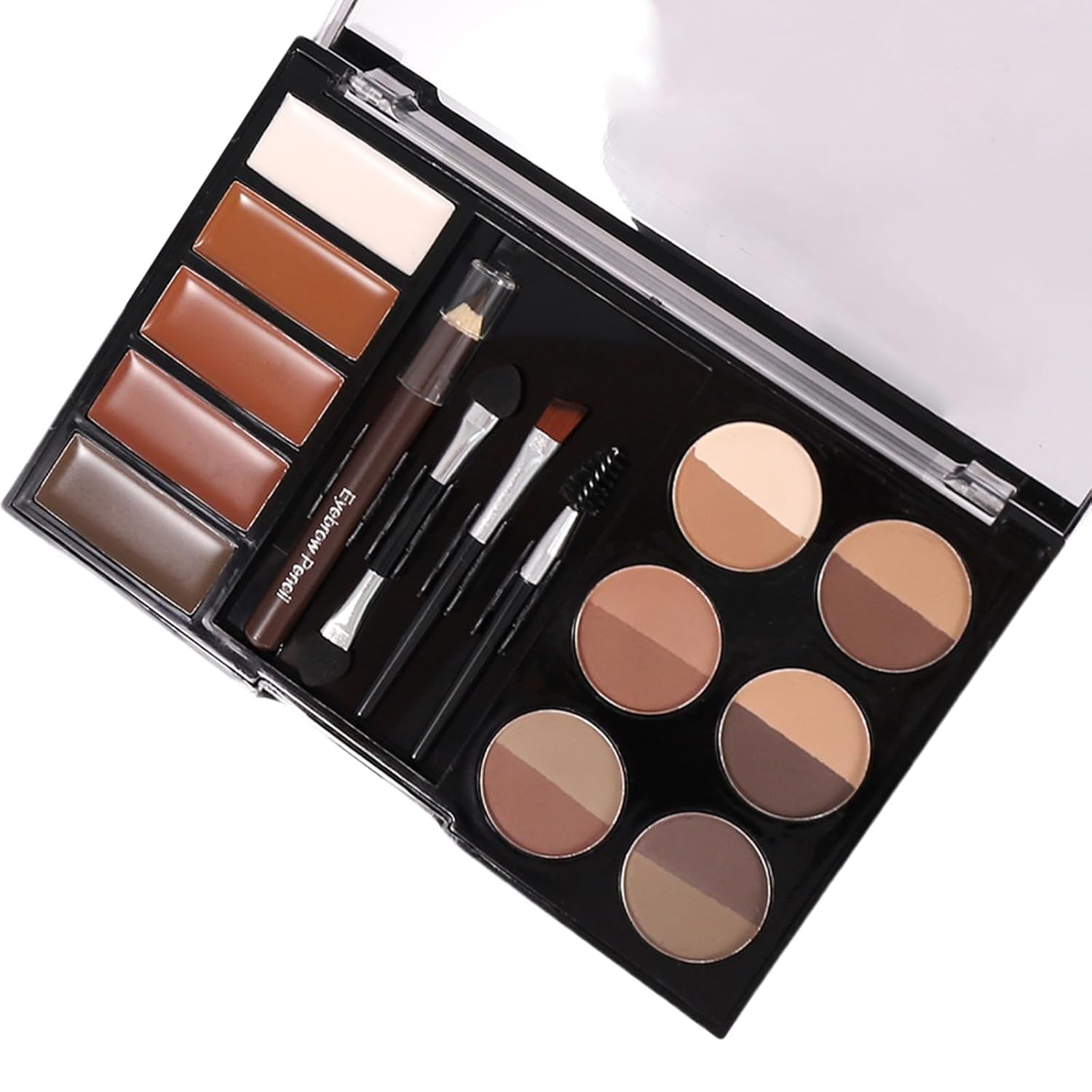 Professional Eyebrow Palettes Set with 11 Colors Eyeshadow Palettes Eyeshadow Stamp Makeup Brushes and Pencil Shaping Tool