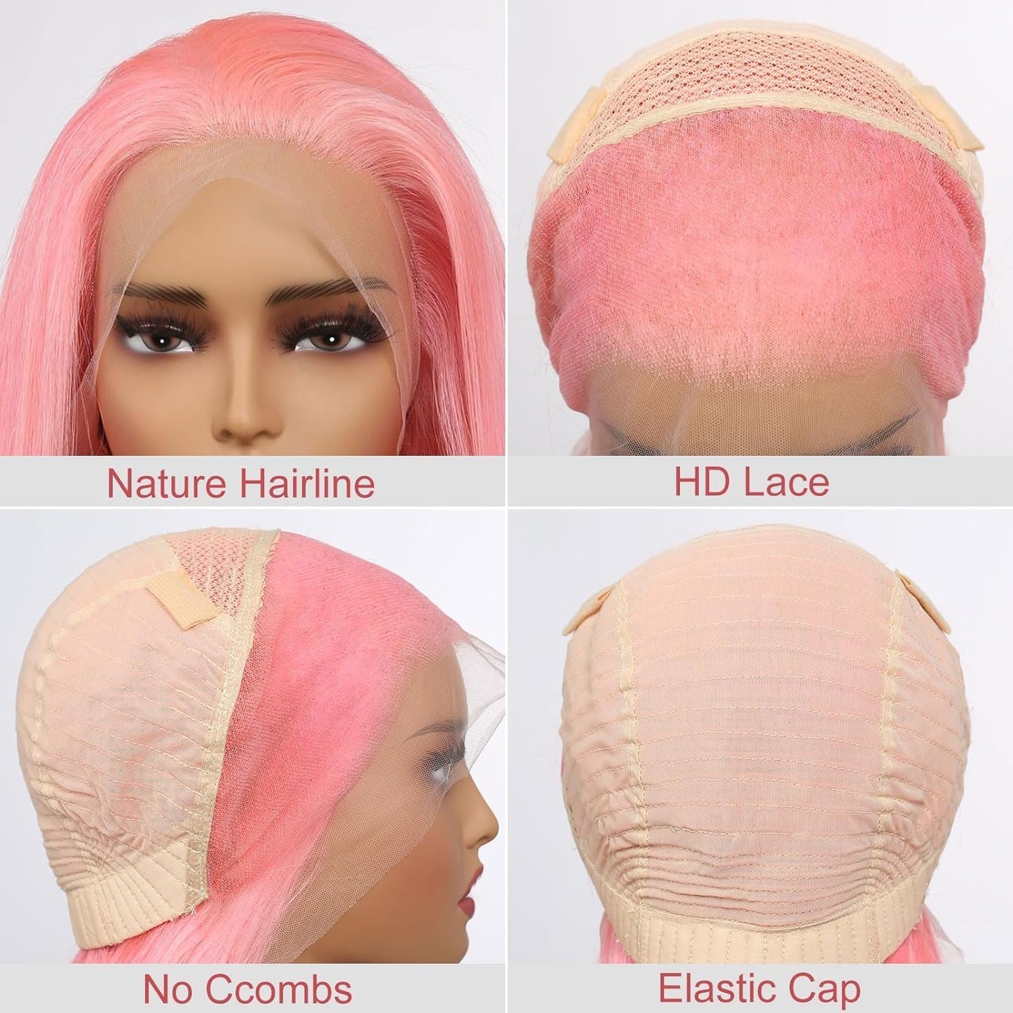 Pink Lace Front Wig Human Hair 13X4 613 Lace Front Wigs Human Hair 210% Density Ready to Go Glueless Wig Pre Plucked with Baby Hair (18Inch, Pink 13X4 Ready to Go Wig)