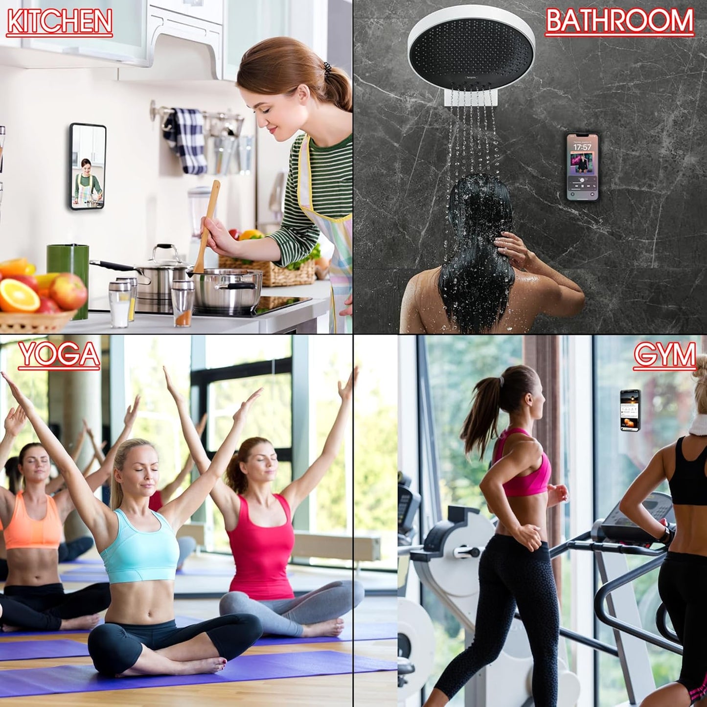 Double Sided Silicone Suction Cup Phone Mount Case for Selfies and Videos - Attach to Glass, Mirrors, Kitchen, Bathroom Sticky Grip for Iphone and Android - 3.97 Inches, White